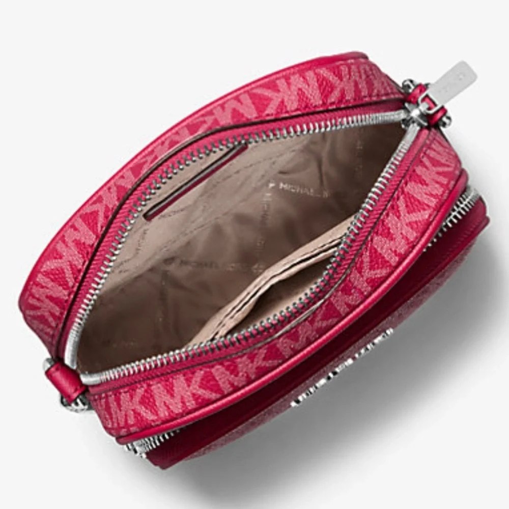 MICHAEL KORS Jet Set Travel Md Signature Logo Crossbody Flight Bag DK RASPBERRY